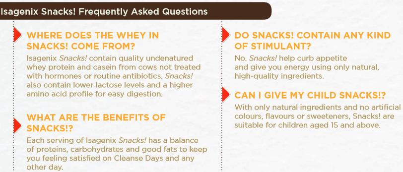 Isagenix Snacks FAQs