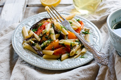 Pasta with roasted vegetables