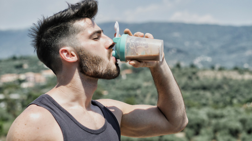 Man drinking protein shake